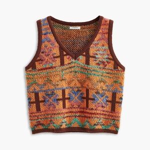 Commense Multicolor Knit Vest — Orange, Brown, Blue, Green